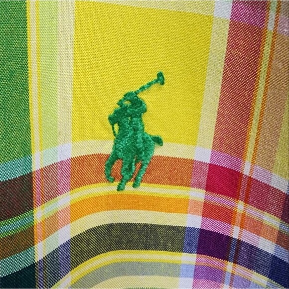 Ralph Lauren Shirt Men XL Multicolor Plaid Classic Fit Short Slv Pony Preppy Vtg - Picture 2 of 7